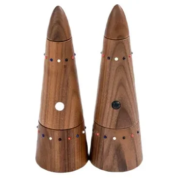 Pok Collection Salt Mill and Pepper Grinder Set in Walnut Wood by SoShiro, 2019, Set of 5