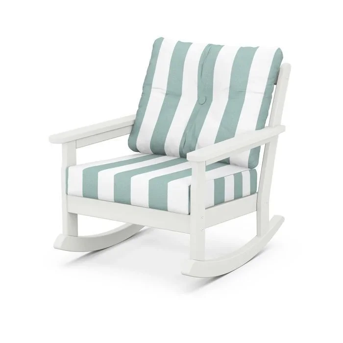 Polywood Vineyard Deep Seating Rocking Chair Frame in Vintage White