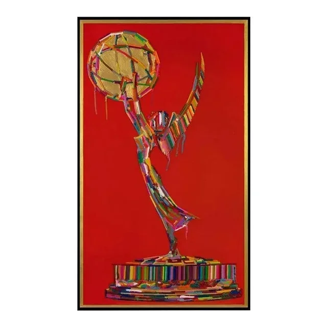 Pop Art Melted Crayon Emmy Award on Red Background