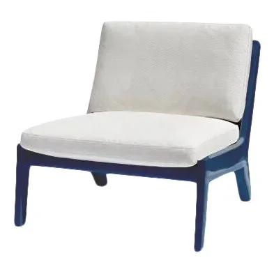 Portofino Outdoor Lounge Chair by the Drawing Room Atl – Handcrafted Mahogany in Premium Yacht Finish: Nautical Blue – Modern Outdoor Furniture