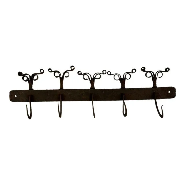 Primitive 19th Century Hand Forged Metal Long Utensil Game Rack