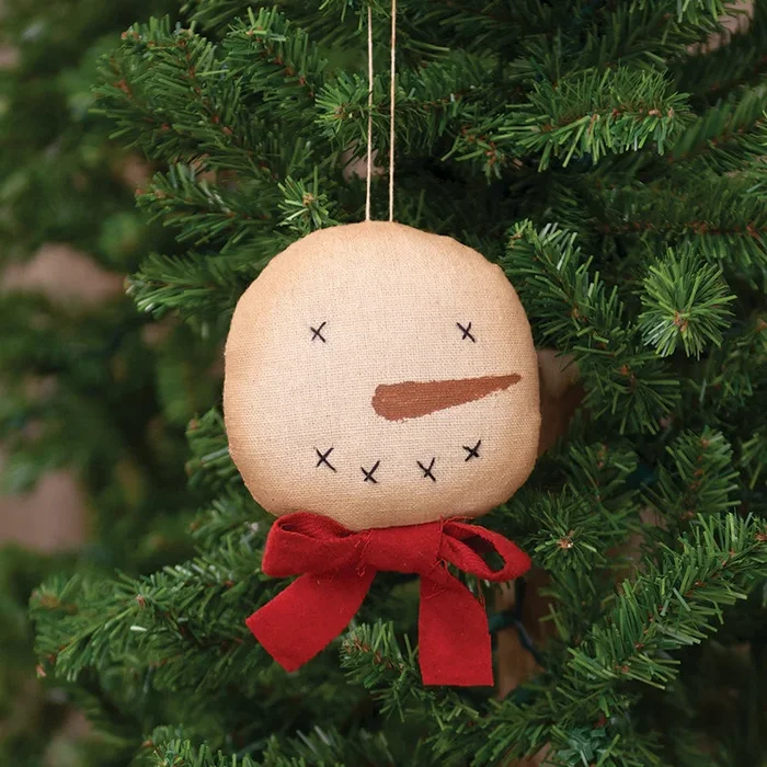 Primitive Snowman Head Ornament