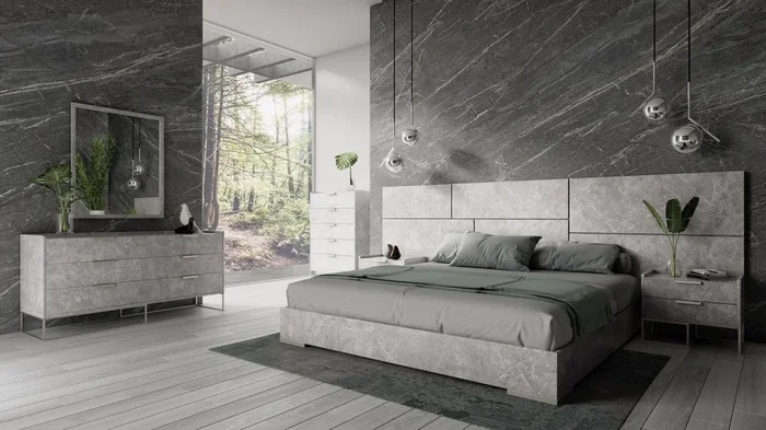 Queen Nova Domus Marbella Italian Modern Grey Bed Set