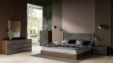 Queen Nova Domus Rado – Modern Walnut & Volcanic Slate 4-Piece Bedroom Set / VGACRADO-WAL-4PC-SET-Q