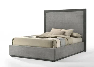 Queen Nova Domus Santa Barbara – Modern Grey Fabric + Grey Wash Bed / VGMA-BR-152-BED-GRY-Q