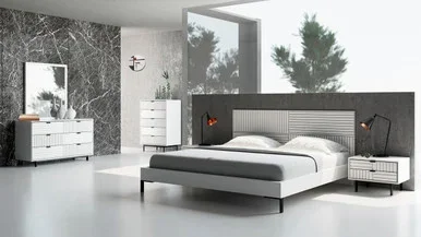 Queen Nova Domus Valencia Contemporary White Bedroom Set / VGMABR-76-SET-Q