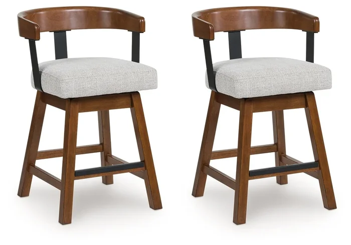 Ralene – Upholstered Swivel Barstool (Set of 2) – Medium Brown