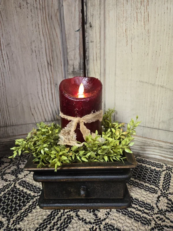 Realistic Moving Flame 5″ Pillar – Burgundy
