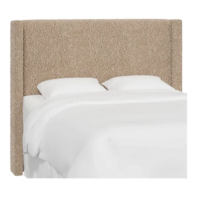 Red from Scalamandre crafted by Cloth & Company King Hudson Headboard in Plush Boucle Camel
