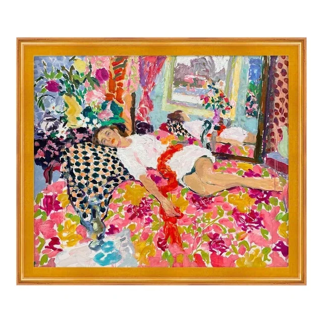 Reflection in White by Hugo Grenville in Gold Frame, Art Print