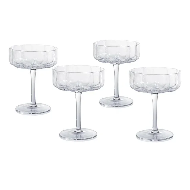 Reinhard 4-Piece Set Handblown Coupe Glasses, Clear