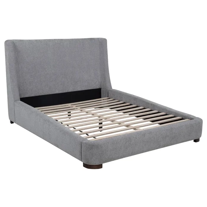 Rennes Upholstered Queen Wingback Platform Bed Grey