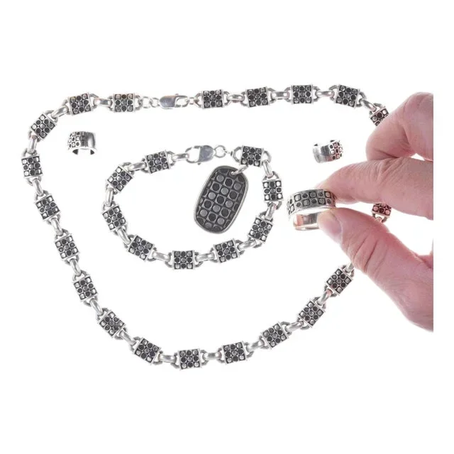 Retro Zina Sterling Bracelet, Necklace, earrings, pendant, and ring set