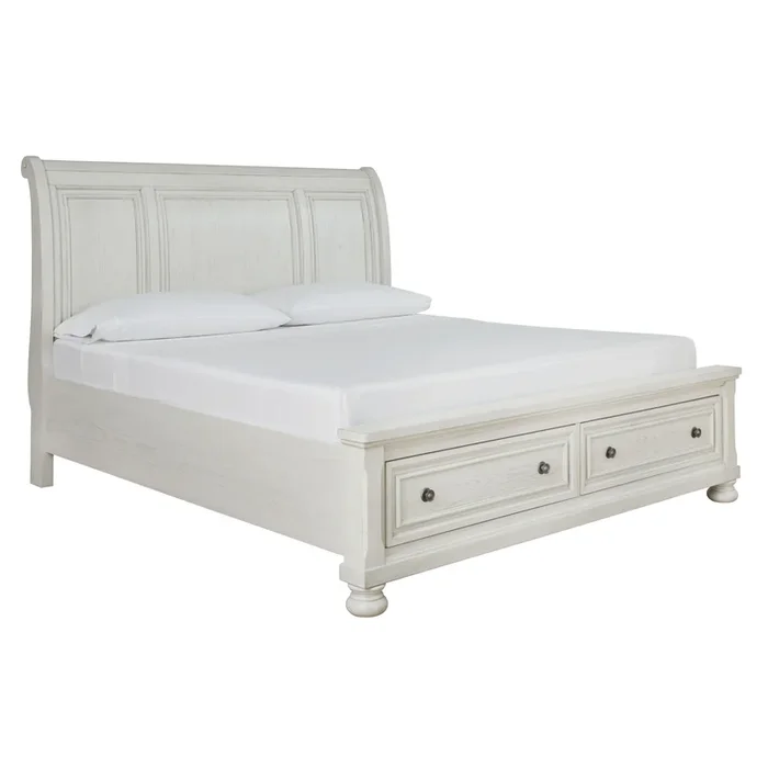 Robbinsdale – Antique White – Cal King Rails With Roll Slats