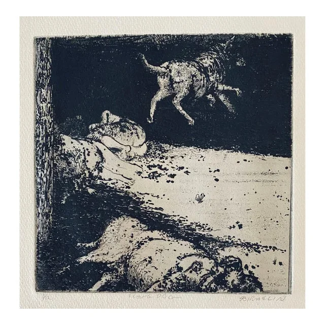 Robert A. BirmelinFlying Dog, American Modernist Abstract Etching