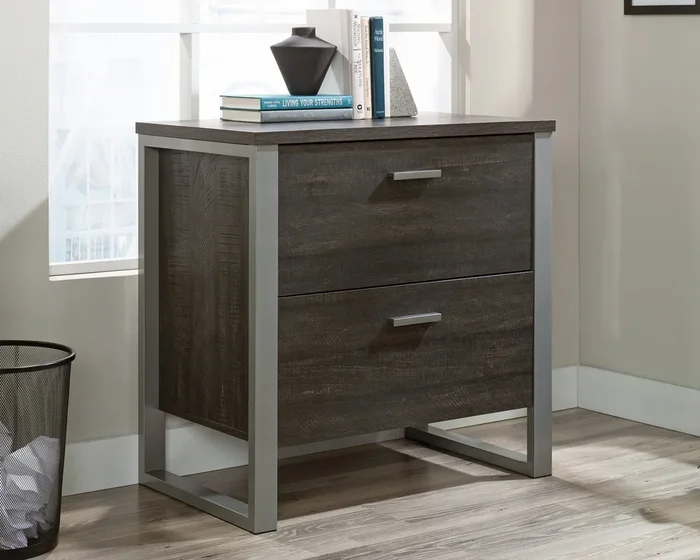 Rock Glen 2-Drawer Lateral File Cabinet in Blade Walnut – Modern Industrial Design with Full Extension Drawers & Safety Interlock