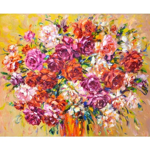 Roses for Good Luck.Modern Original Painting.Iryna Kastsova