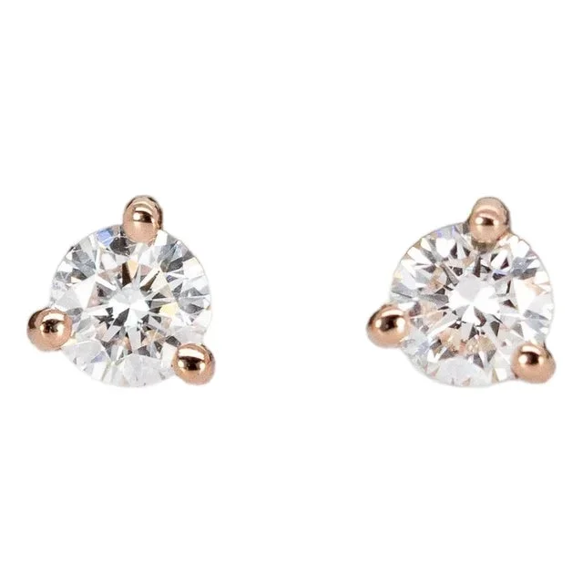 Round 3mm – Lab-Created Diamond Martini Studs in 14k Solid Gold-Set of 2