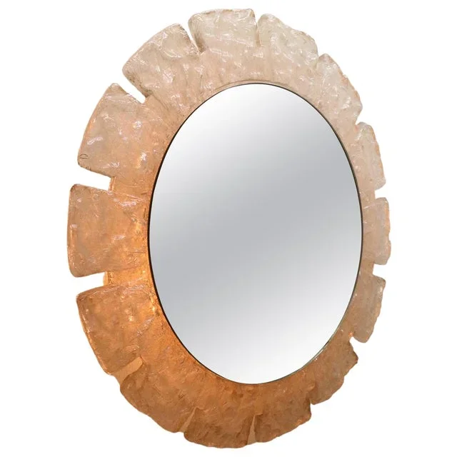 Round Acrylic Illuminated Mirror with Lightening attributed to Egon Hillebrand for Hille, Germany, 1970s