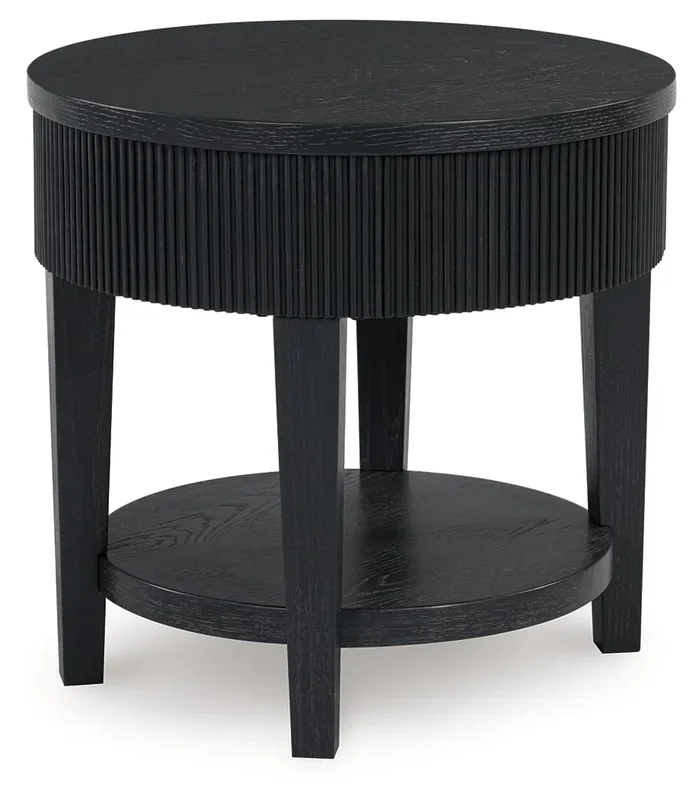 Round End Table with Reeded Apron