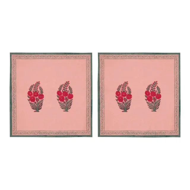 Roza Coral Pink Napkins – a Pair