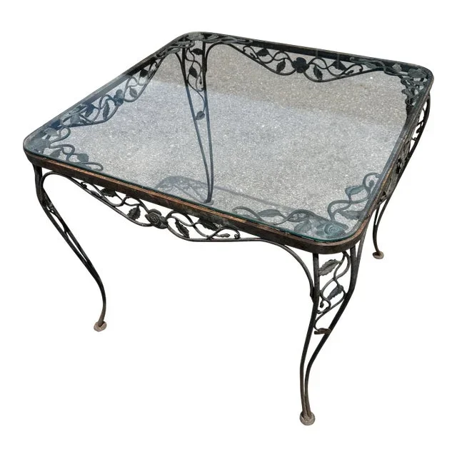 Russell Woodard Chantilly Rose Iron Table – Early Model – 32.5” X 32.5” X 28.25”