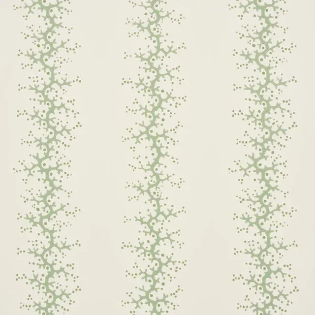 SAMPLE – Schumacher Coral Stripe Wallpaper In Green