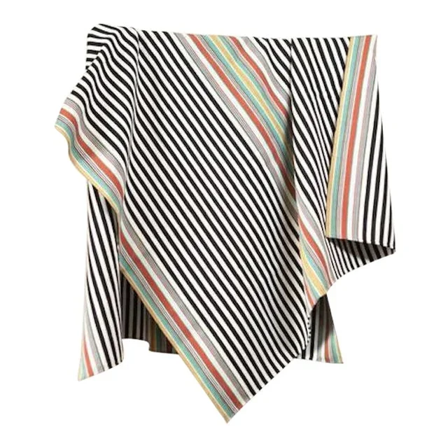 SanCri Cotton Throw – Black Stripe withGreen