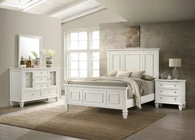 Sandy Beach 4-piece Queen Bedroom Set Cream White / CS-201301Q-S4