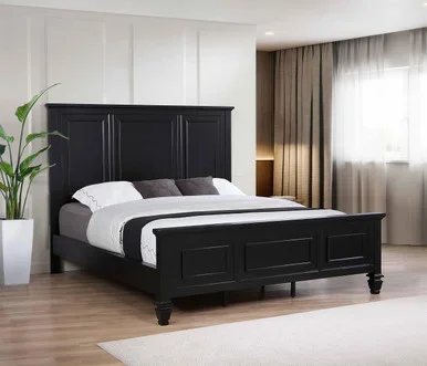 Sandy Beach 63-inch California King Wood Panel Bed Black / CS-201321KWN