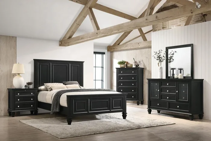 Sandy Beach – Queen Panel Bed – Wood – Black
