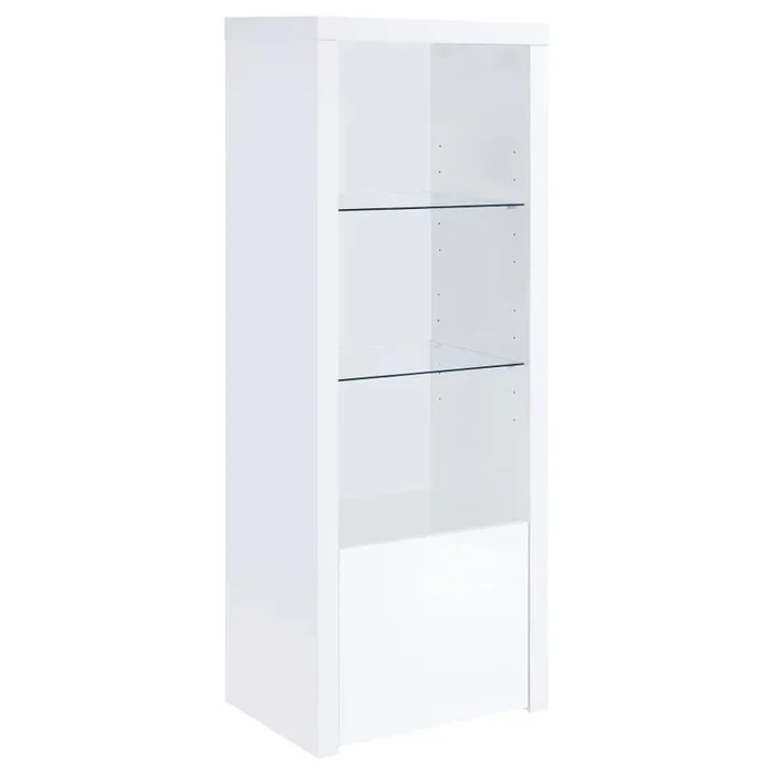 Schmitt Rectangular Coffee Table – White High Gloss Finish, Durable Melamine Surfaces, Modern Living Room Accent with Storage and Display Shelves