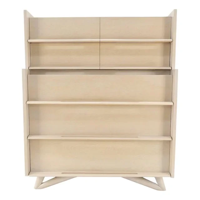 Sculptural Legs & Drawer Pulls White Wash Bone Tone 5 Drawers Mahogany Dresser