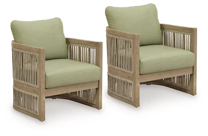 Serena Shores – Lounge Chair With Cushion (Set of 2) – Beige / Green