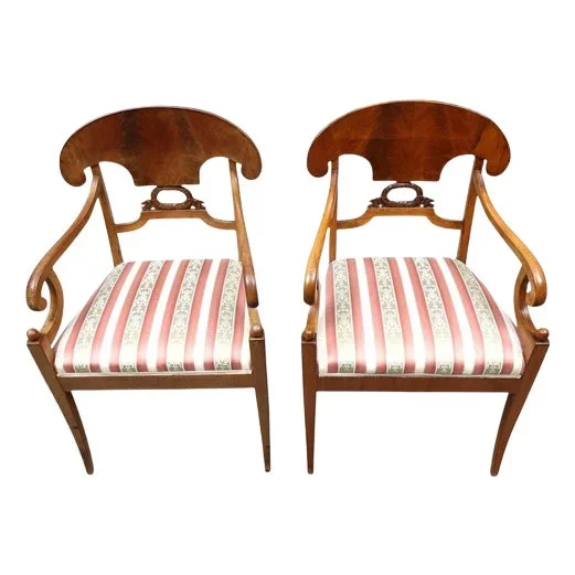 Set of Biedermeier Swedish Carver Chairs in Mahogany, 1920s
