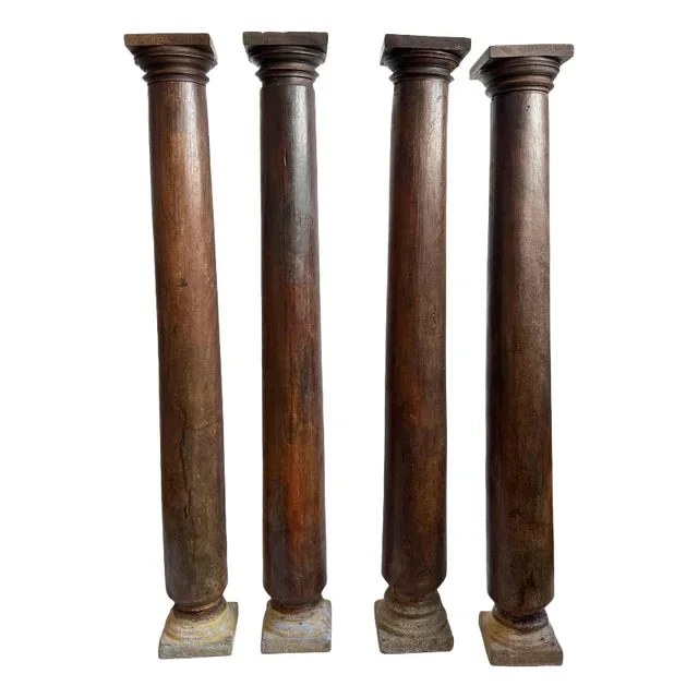 Set of Four Antique Rosewood Columns