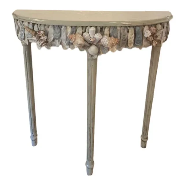 Shell Encrusted Demi Lune Table by Artist, Fancy – May River Neptune