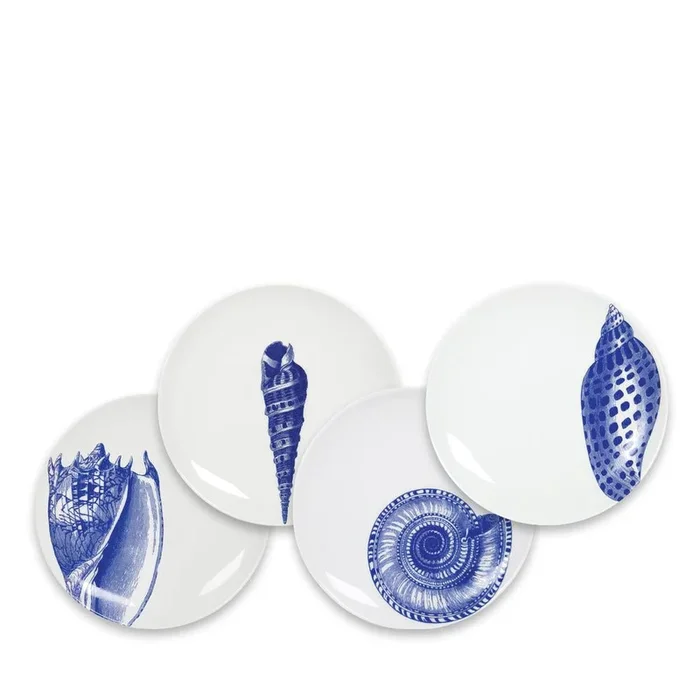 SHELLS BLUE CANAPAS MIXED SET OF 4