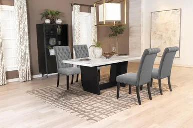 Sherry 5-piece Rectangular Marble Top Dining Table Set Grey / CS-115511-S5G