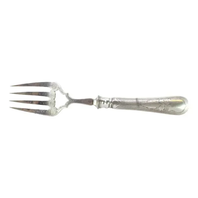 Silver Fish Serving Fork with Engravings