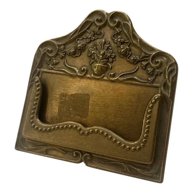 Small 1970s Brass Business Card Holder Desk Accessory