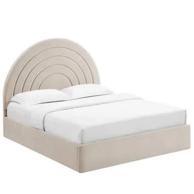 Solana Arched Performance Velvet Queen Platform Bed / MOD-7167