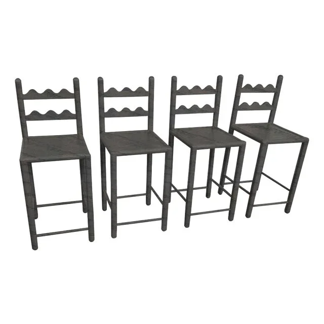 Solid Oak Country French Counter Stools Carbon Grey – 4