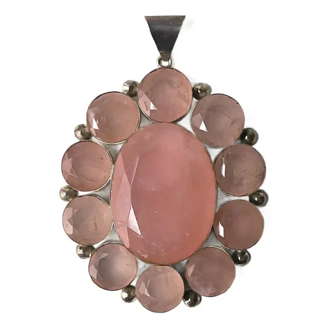 Southwestern Pink Onyx and Sterling Silver Pendant, Large