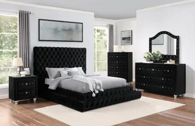 STEFANIA E.King Bed, Black / CM7227BK-EK-BED