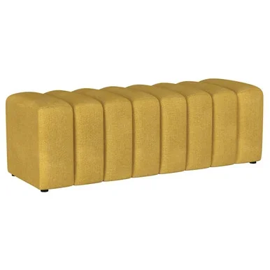Summer Fabric Upholstered Tufted Accent Bench Mustard Yellow / CS-910292