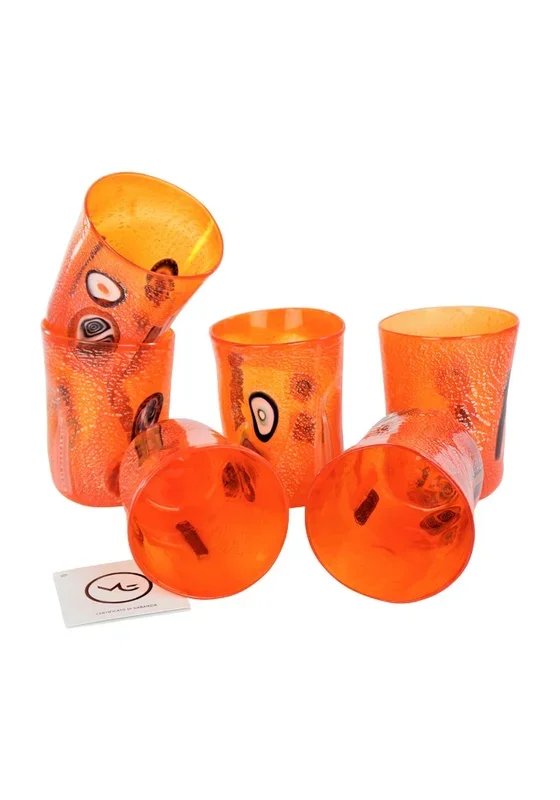 Sunset – Set Di Sei Bicchieri In Vetro Di Murano Arancione “Teone”