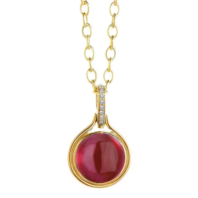 Syna Yellow Gold Rhodolite Garnet Necklace With Diamonds on 18 Inch Chain