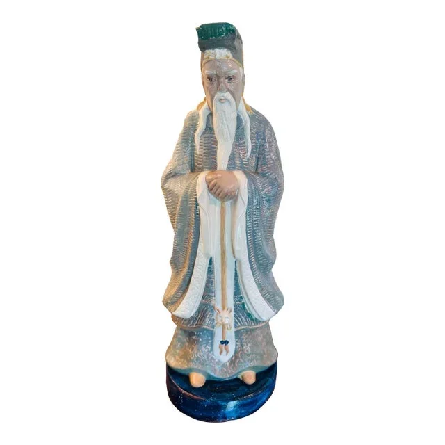 Tall Chinoiserie Confucious Figurine Statue