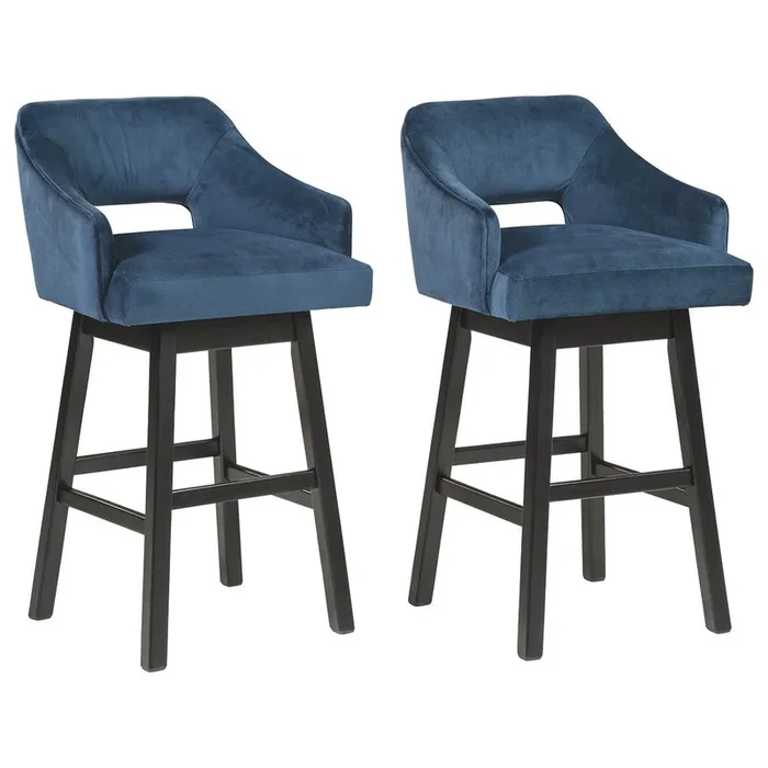 Tallenger – Blue/dark Brown – Tall Uph Swivel Barstool(2/cn)
